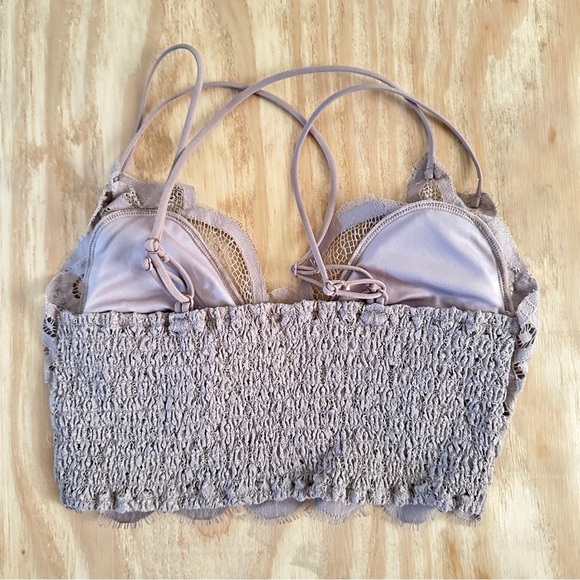 Crochet Lace Bralette – Diamond Smocking Back, Removable Pads Colors Block Sz S - Picture 11 of 11